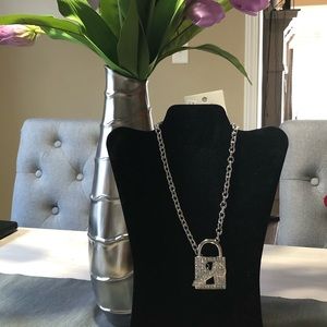 Silver lock & key necklace